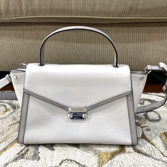 💕 Michael Kors NWT $348 Whitney gray satchel shoulder bag beautiful 💕