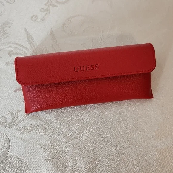 Guess red sunglasses glasses case soft leather with button