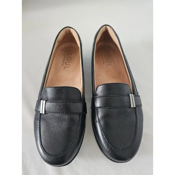 Classic Soul Naturalizer Kinsley Loafers Womens 8.5W Black Leather Buckle Flat