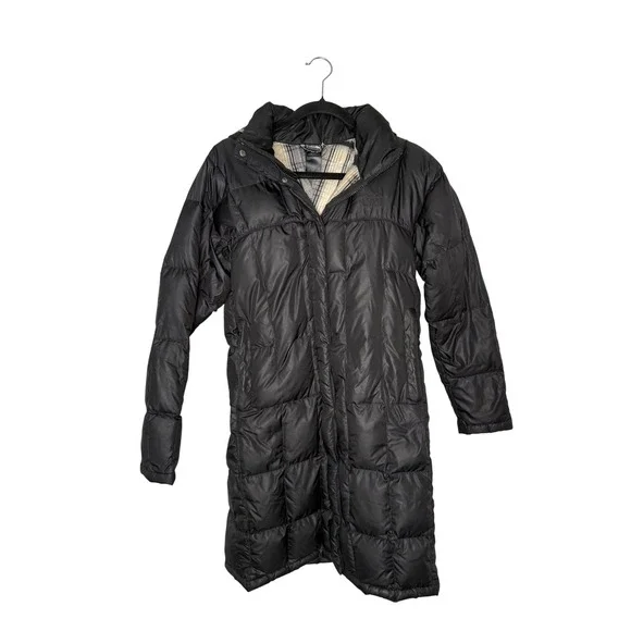 The North Face Puffer Parka Women Medium Black‎ Good Plaid Lined Long Jacket