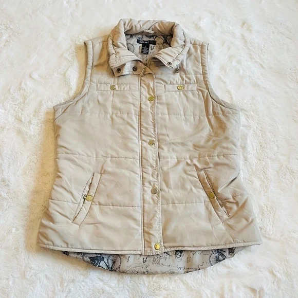 Style & Co. Sport Beige Quilted Lightweight Puffer Vest Size Large