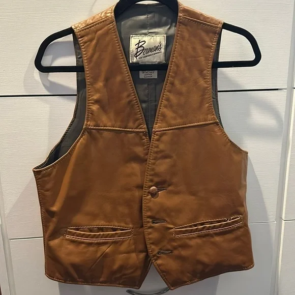 Berman’s Vintage Brown leather vest size 42