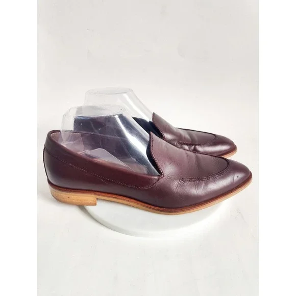 Everlane Loafers Size 9 Leather Burgundy Pointed Toe Made in Italy Minimalist