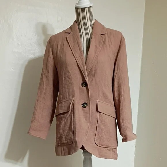 Madewell Tan Cotton Linen Larson Relaxed Fit Blazer Size XS