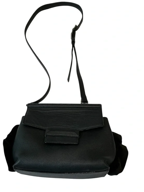 Decke Classic Black Leather Top-Handle Satchel Women Bags Velvet Ruffed Trim