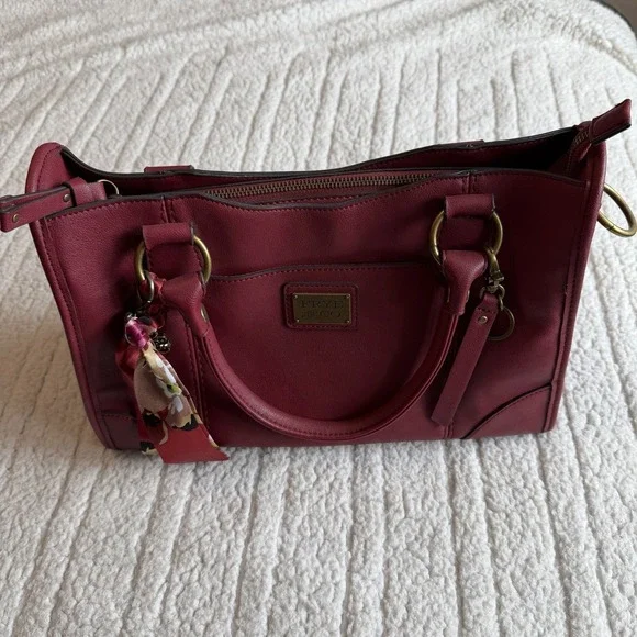 Frye and Co. Core Satchel Women's Shoulder‎ Bag Faux Leather Maroon Medium