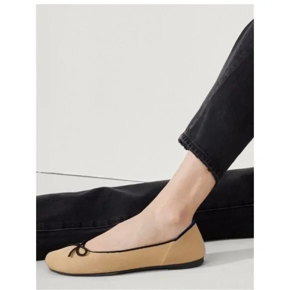 Rothy's Ballet Flats In Beige & Black, Size 11.5, NWOT display pair