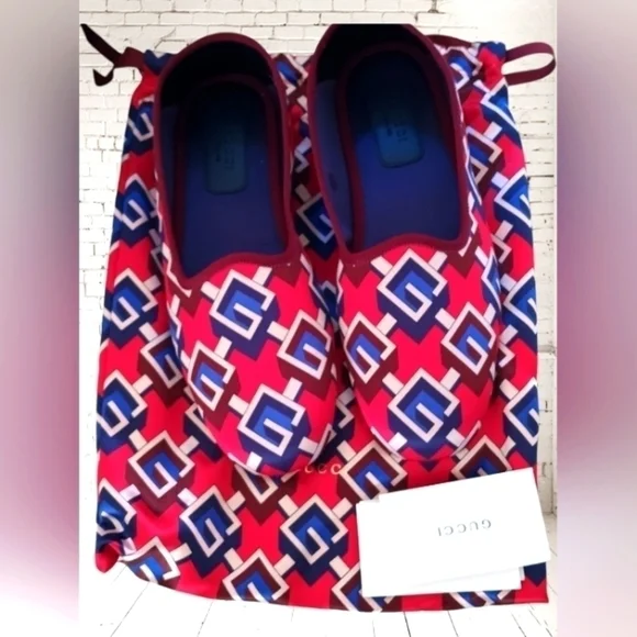Gucci Satin Voyage Eco GG Loafers Flats Size 12
