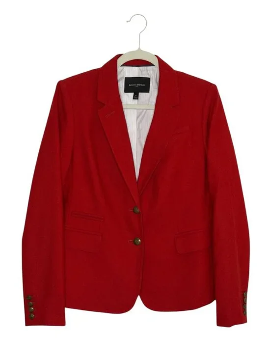 Banana Republic Factory Wool Blend Blazer Jacket 2 Button Womens Red 8