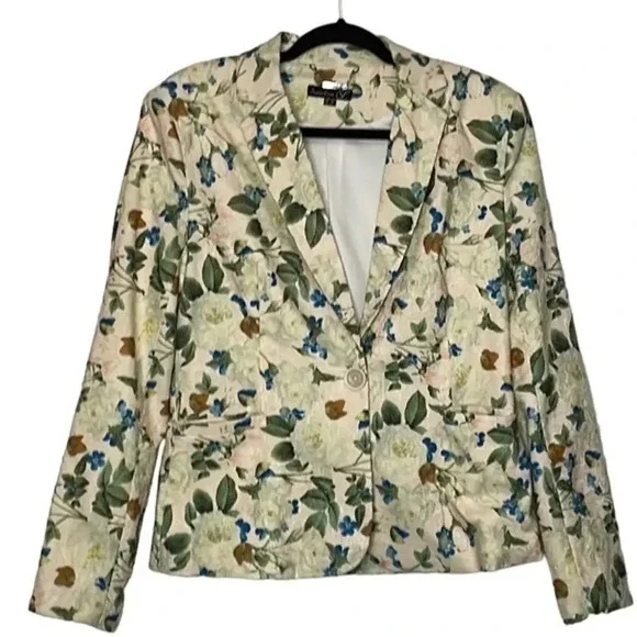 Smashed Lemon Floral/Butterfly Women's Cute Cottage Spring Blazer Size 10‎