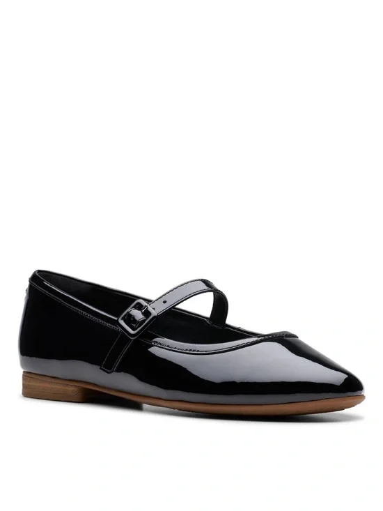 Clark’s Signature Fawna Sky Black Patent Leather Mary Jane Flats, size 7