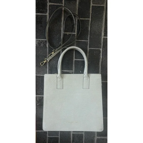 Viola Castellani Green Croc Leather Bag Purse Satchel Dbl Handles /Strap Italy