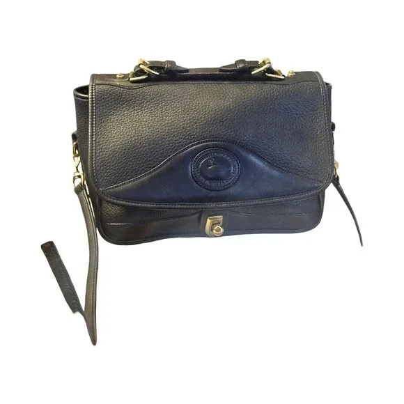 Dooney & Bourke All Weather Leather Vintage Satchel Crossbody Bag Black Pebbled