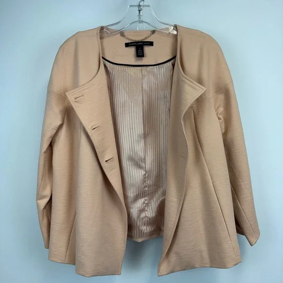 Black‎ Label by Chicos Peach Double Breasted Textured Jacket Size 1 Medium