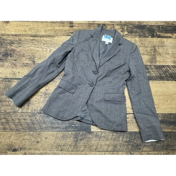 Banana Republic Women's Size 0 Two Button Blazer Gray Long‎ Sleeve Wool Blend