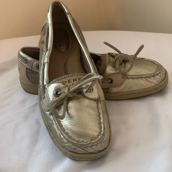 Sperrys gold deck shoes