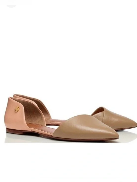 Tory Burch Nude/Tan Pointed D'Orsay Leather Flats