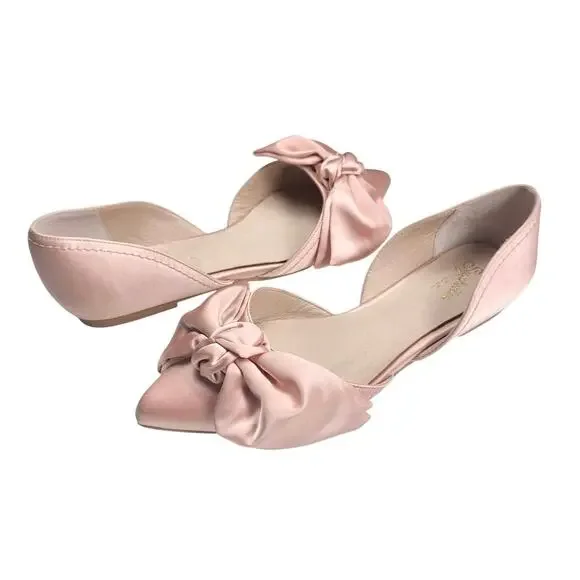 Seychelles | Women | Sheila d’Orsay Blush Pink Romantic Satin Bow Flats | Size 8