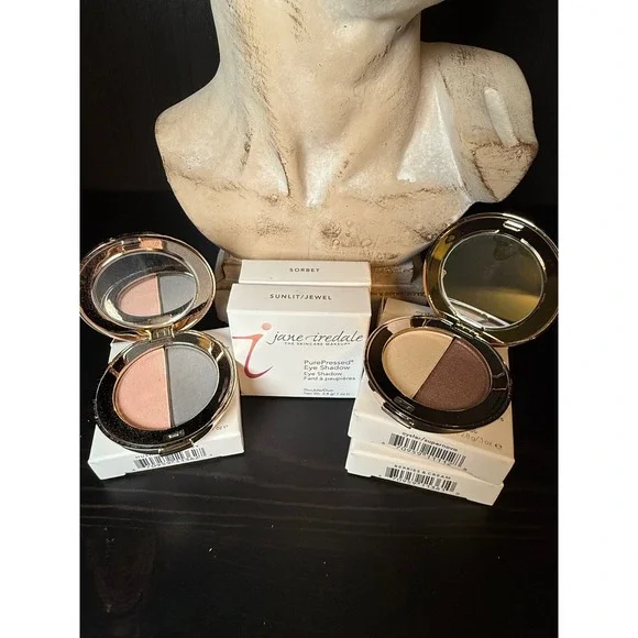 Jane Iredale PurePressed Eye Shadow Duo Sunlit Jewel Gold Brown Mineral Makeup