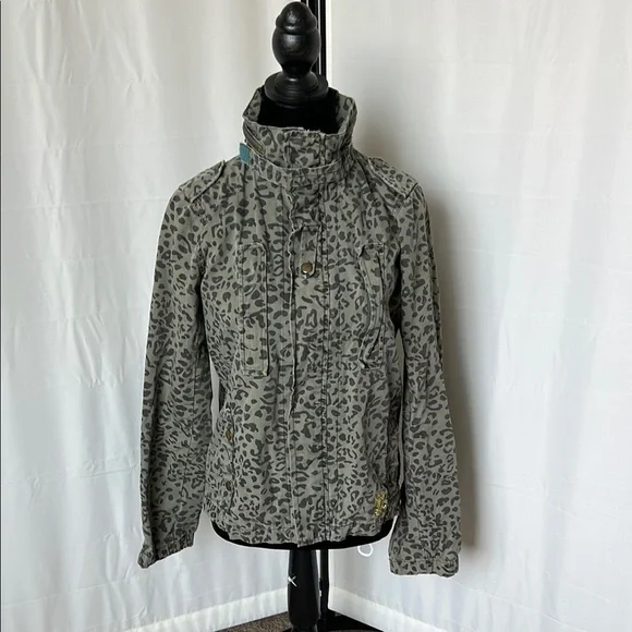 Obey Military Style Leopard Print Jacket