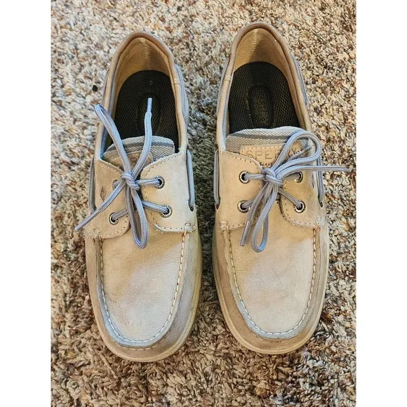Sperry Top-Sider Angelfish Tan Leather Boat Shoes Womens 7M Loafers Like New