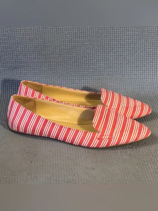 Talbots Francesca Driving Moccasins Red/White Stripe Shoes Women's Size 6.5