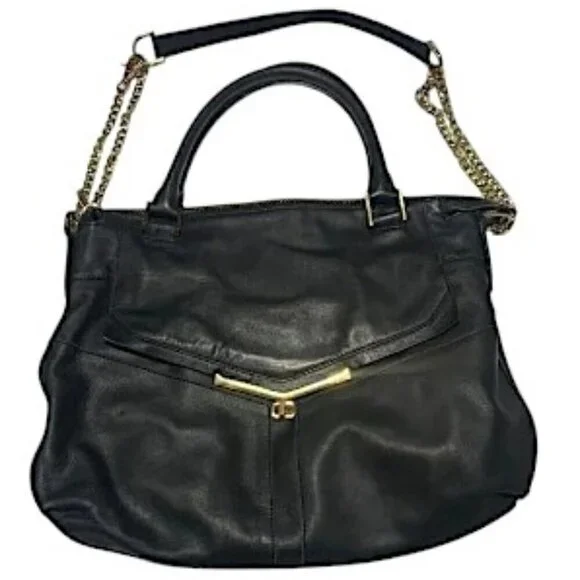 Botkier Valentina Black Leather Satchel with chain strap