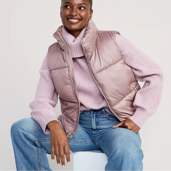 Old Navy Quilted Fall Winter Puffer Vest Women’s‎ SZ M Tall in Icelandic Mineral