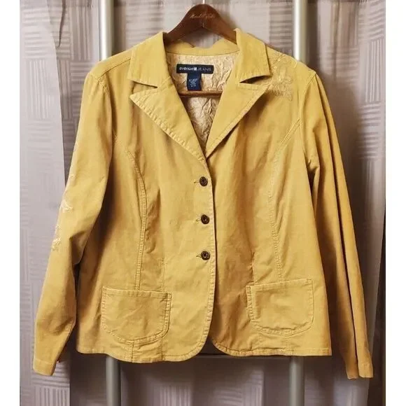 Avenue Jeans Tan Corduroy Jacket‎ Embroidery Size 18/20