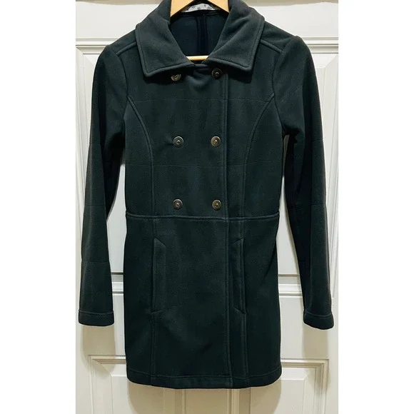Athleta Fleece Double Breasted Switchback Coat Jacket‎ Snap Button Womens XS