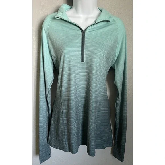 Stoic Pullover Jacket Women's Size Large 1/4 Zip Blue Long Sleeve Thumb Holes