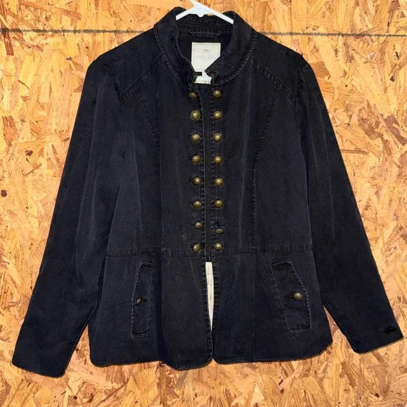TIMEOUT Los Angeles Military Jacket Black Cotton Punk Grunge Rock Goth 18 Plus