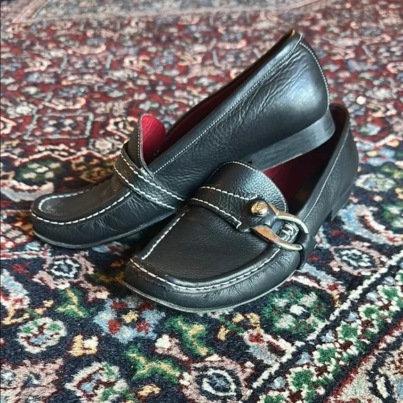 Vintage Bally Women’s Black Leather Loafers Red Lining | US 7 Slip-On