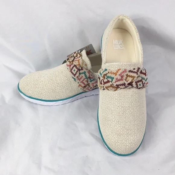 Muk Luks Women’s Boardwalk Stroll Taupe Sneaker Loafer Size 8.5 NEW With Tags