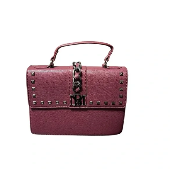 Badgley Mischka Plum Studded Tote W/Detachable Crossbody Strap NWT