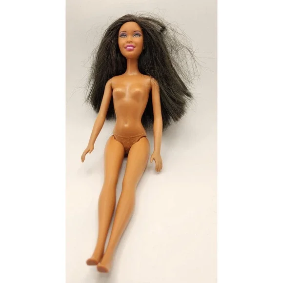 Barbie Brown Black Hair Purple Eyeshadow Pink Lips‎