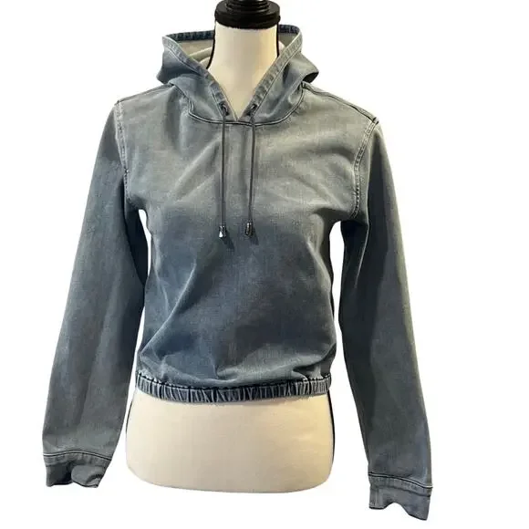 Frame Women's Denim Cropped Hoodie Size S