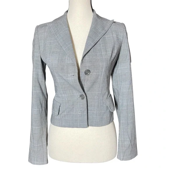 Vintage 80s United Colors of Benetton Cropped Blazer Gray Pink Tailored Jacket