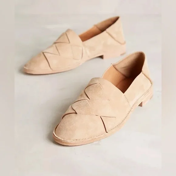 Aerin‎ for Anthro Sahara Hawley Suede Leather Woven Loafers Flats 7.5