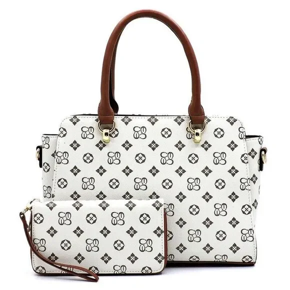 Designer Monogram Women Tote Purses Medium Handbags Ladies Shoulder Bags 2PC Set