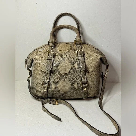 Michael Kors Leather Snakeskin Handbag Satchel Crossbody Bag