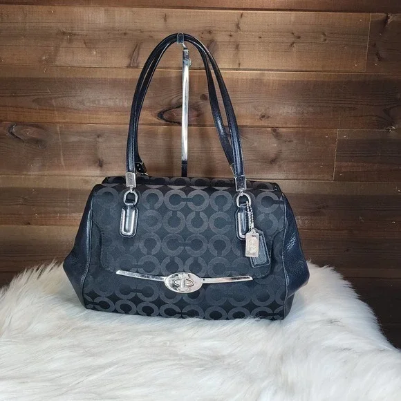 Coach Madison Op Art Black Madeline Satchel