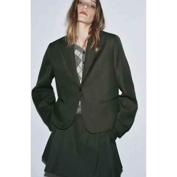 ZW STRAIGHT CUT BLAZER COLLECTION Dark Gray Blazer Jacket Size Large