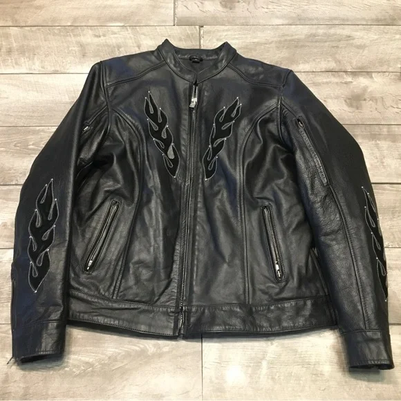 X-Element Biker Cafe Racer Lined Motorcycle Riding Womens Leather Jacket Size XL