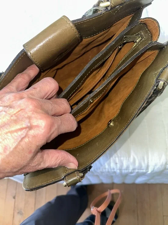 Patricia Nash olive leather satchel bag