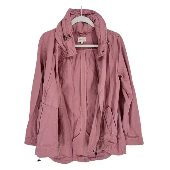 Jolt Pink Utility cargo barn jacket Button Pockets Collared Casual Women’s L