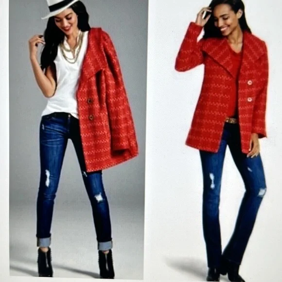 Cabi > Red Scarlet Sloan Wool Peacoat Extra Small