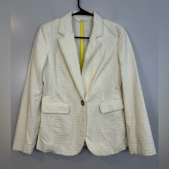 NWOT Boden Ivory Eyelet Lace Cotton Fitted Blazer/Jacket Size 4 NEW