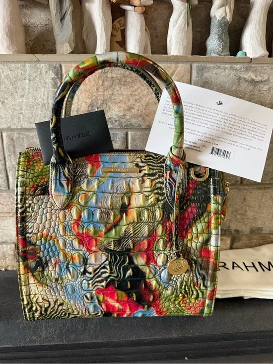 Brahmin Multicolor Croc-Embossed Satchel - Whimsical Melbourne