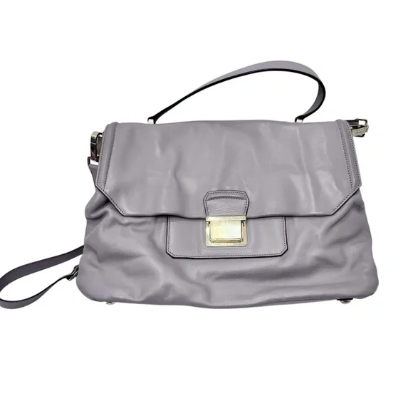 MIU MIU CLAY GREY VITELLO SOFT LEATHER TOP HANDLE FLAP SHOULDER BAG SATCHEL